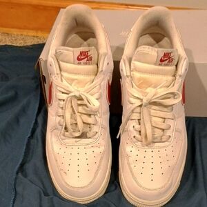 Nike Air Force 1 Shoes - White and Red